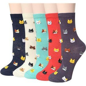 Womens Funny Socks Cozy Cute Printed Patterned Fun Socks Novelty Cat Dog Socks